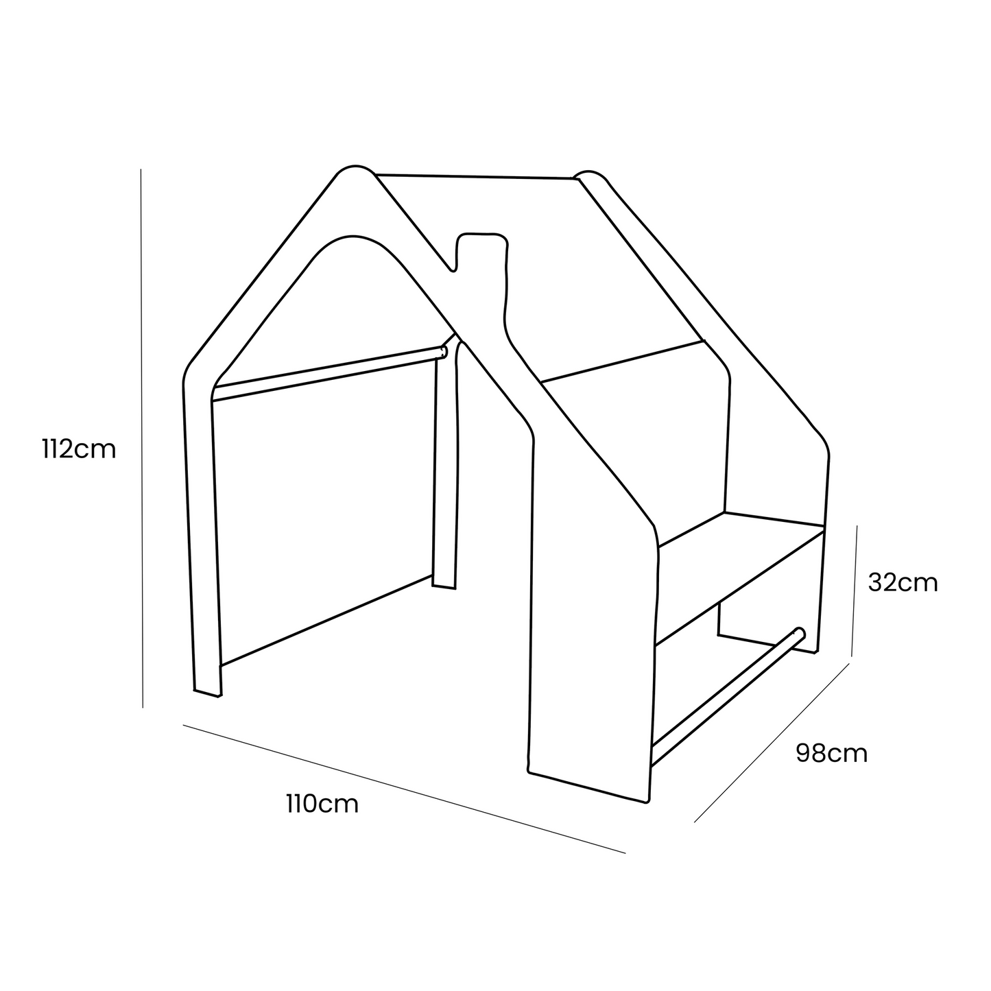 MeowBaby® Natural Wooden House for Kids - Blue Roof