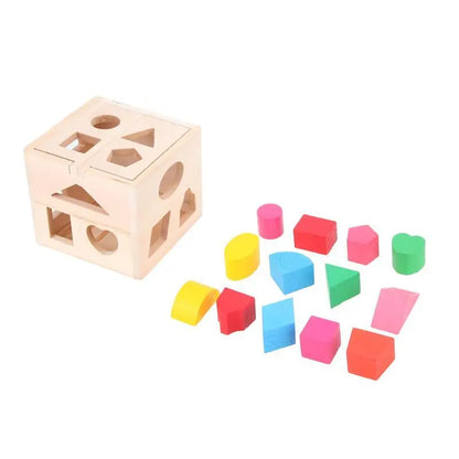 Wooden Shapes Sorting Cube