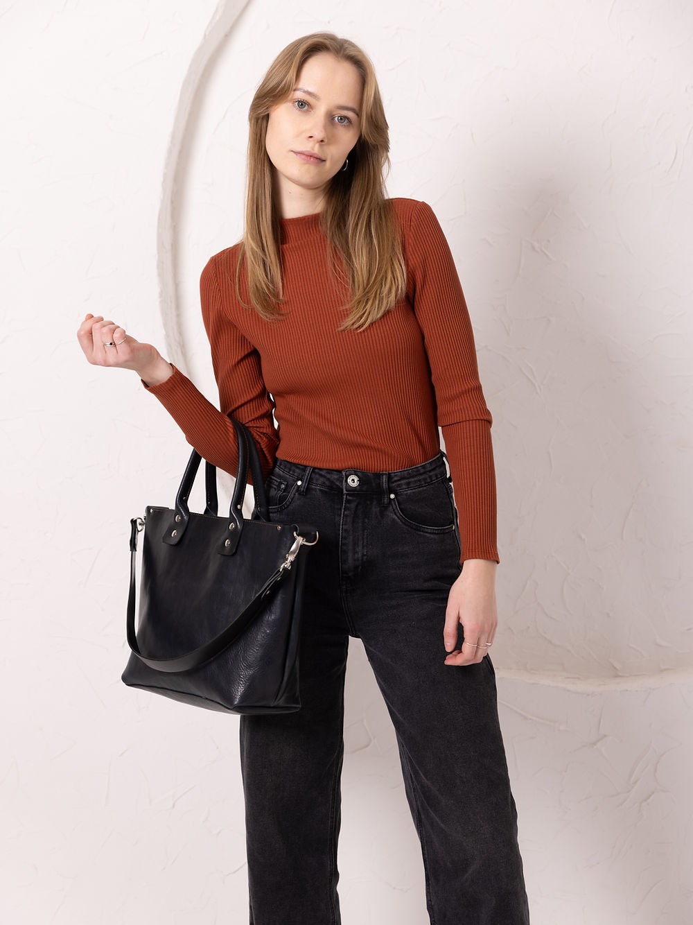 MIGLE Leather Handbag - Dark Denim