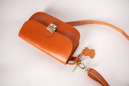 Natural Leather Saddle Bag Mini - Light Brown