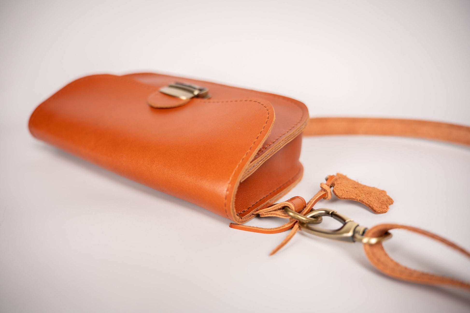 Natural Leather Saddle Bag Mini - Light Brown