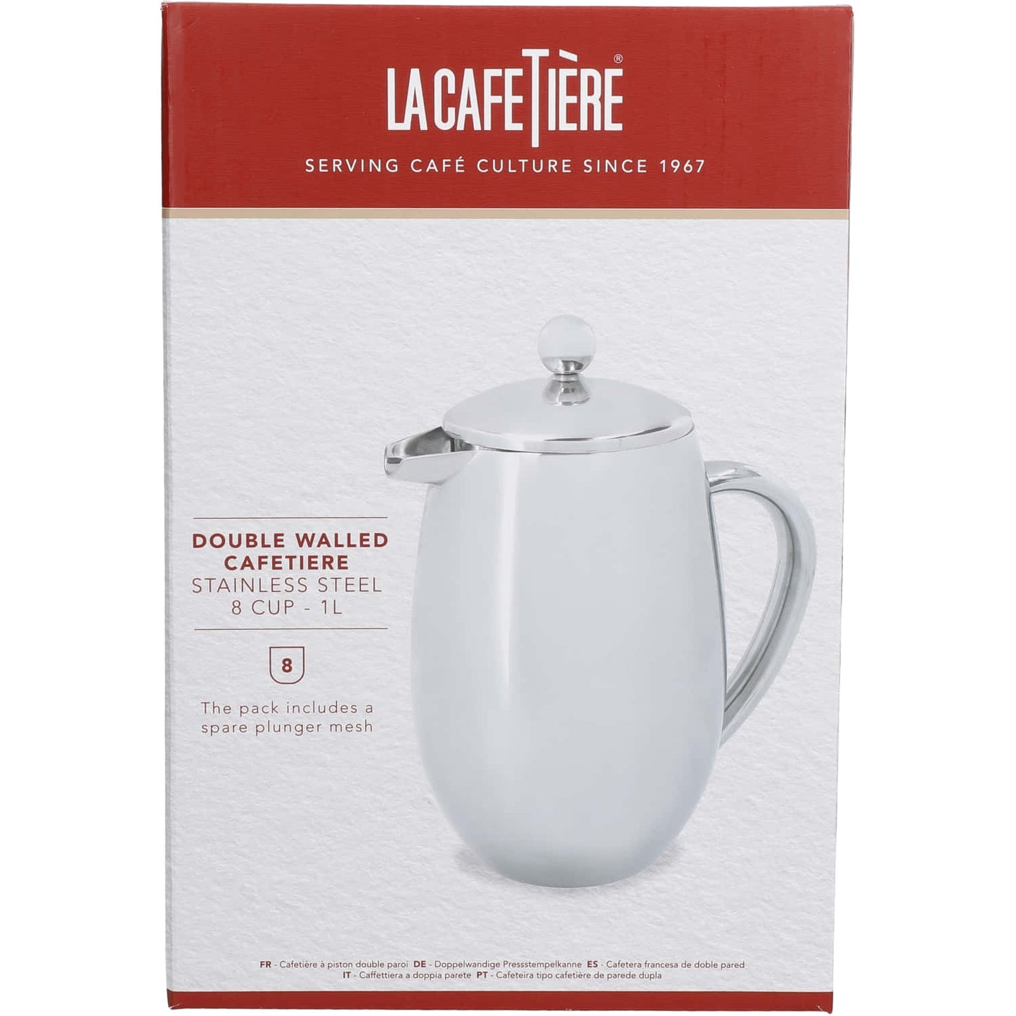 La Cafetière Silver Double Walled Insulated Eight Cup Coffee Maker - 1 Liter