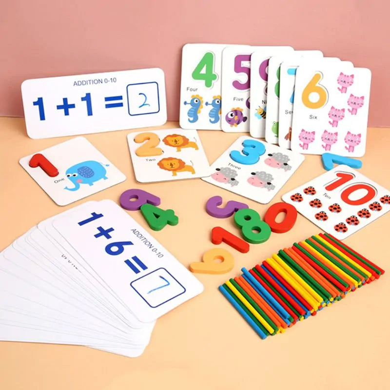 1 Set Wooden Number Alphabet Learning Cards