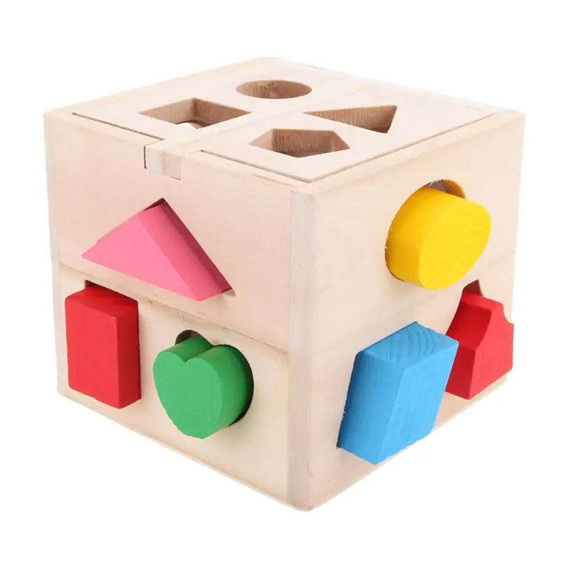 Wooden Shapes Sorting Cube