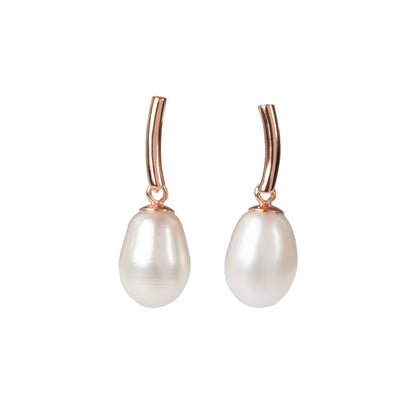 DayCharm Pearl Drop Earrings - Rose Gold and Silver
