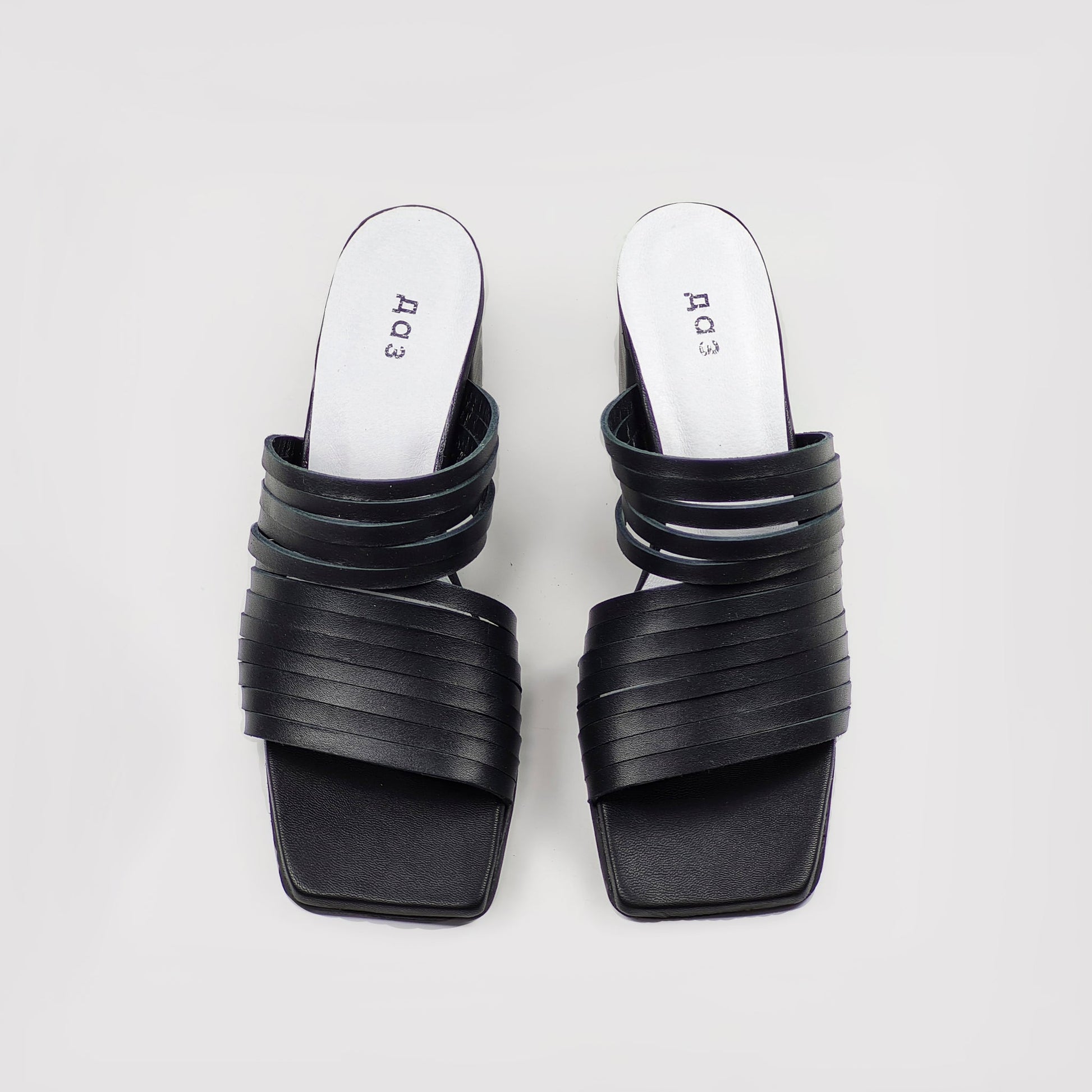 Handmade Strappy Matt Leather Sandals - Black